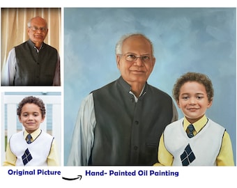 Custom Portrait Painting from Photo, Family Portrait on Canvas, Commission Children Oil Portrait, Hand-Painted Couple Portrait Painting
