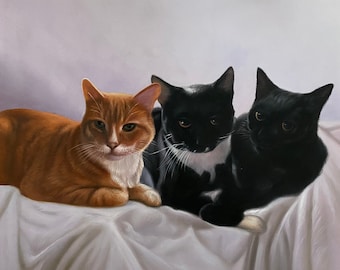 Cat Portrait on Canvas, Custom Pet Portrait, Dog Painting Custom, Pet Portrait from Photo, Animal Painting, Cat Lover Gift, Pet Loss Gift
