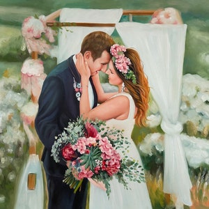 Custom Wedding Painting, Commission Couple Portrait，Family Painting, Portrait from Photo, Wedding Engagement Gift, Anniversary Gift for Wife