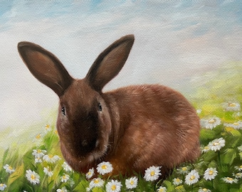 Custom Pet Portrait on Canvas,Rabbit Portrait Painting,Bunny Portrait,Pet Painting,Custom Rabbit Art Décor,Animal Painting,Bunny Lover Gifts