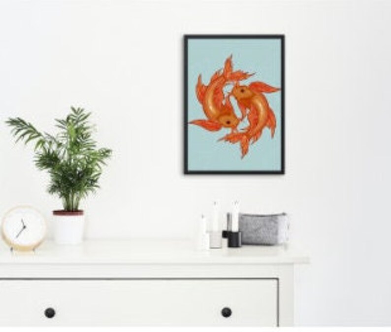 Koi Fish Wall Art Etsy