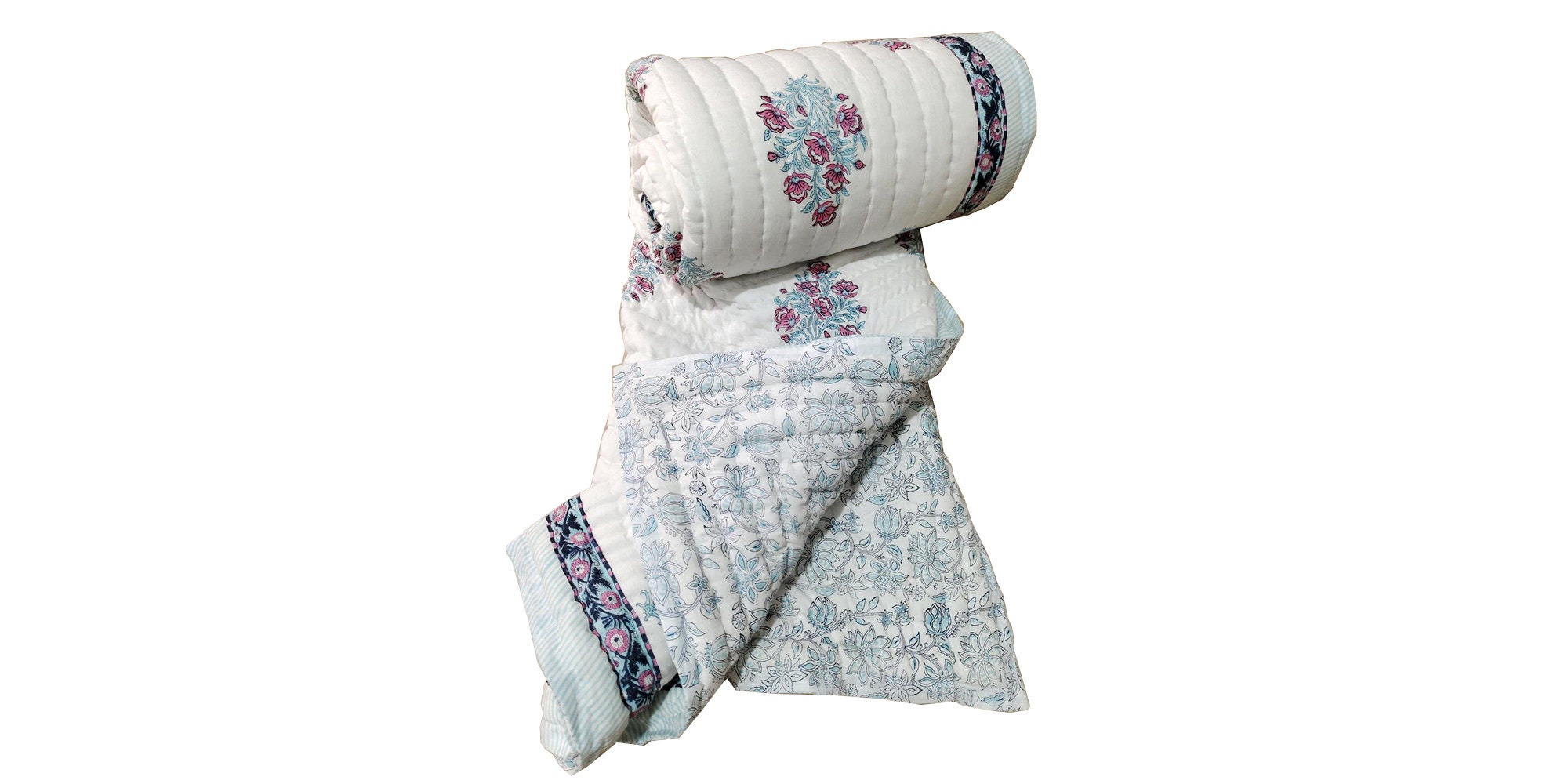 Buy Floral White Quilt 100 Percent Cotton Quilts King Size Etsy