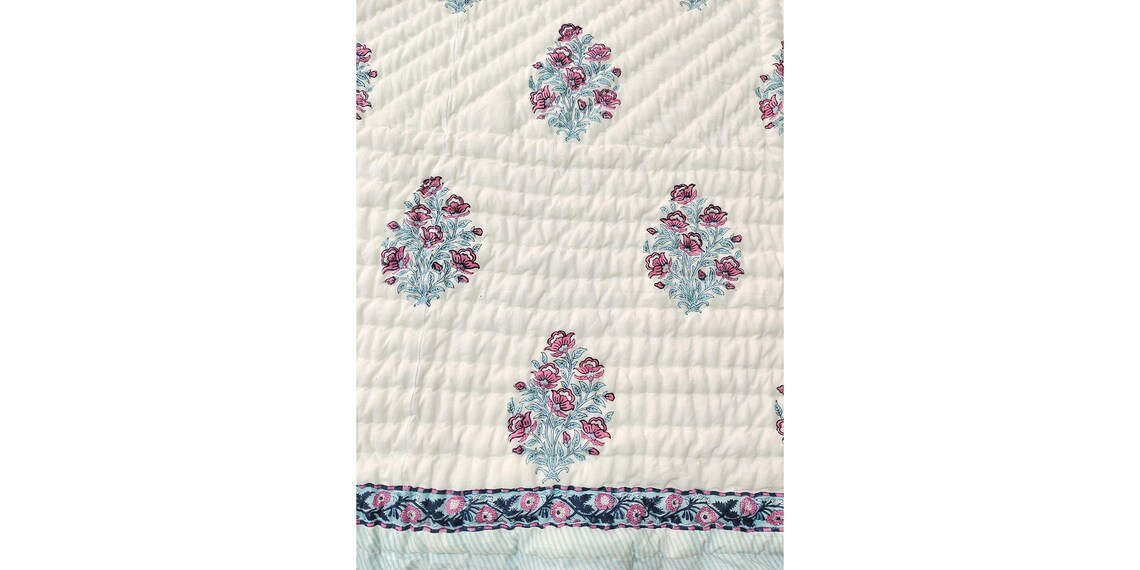 Buy Floral White Quilt 100 Percent Cotton Quilts King Size Etsy