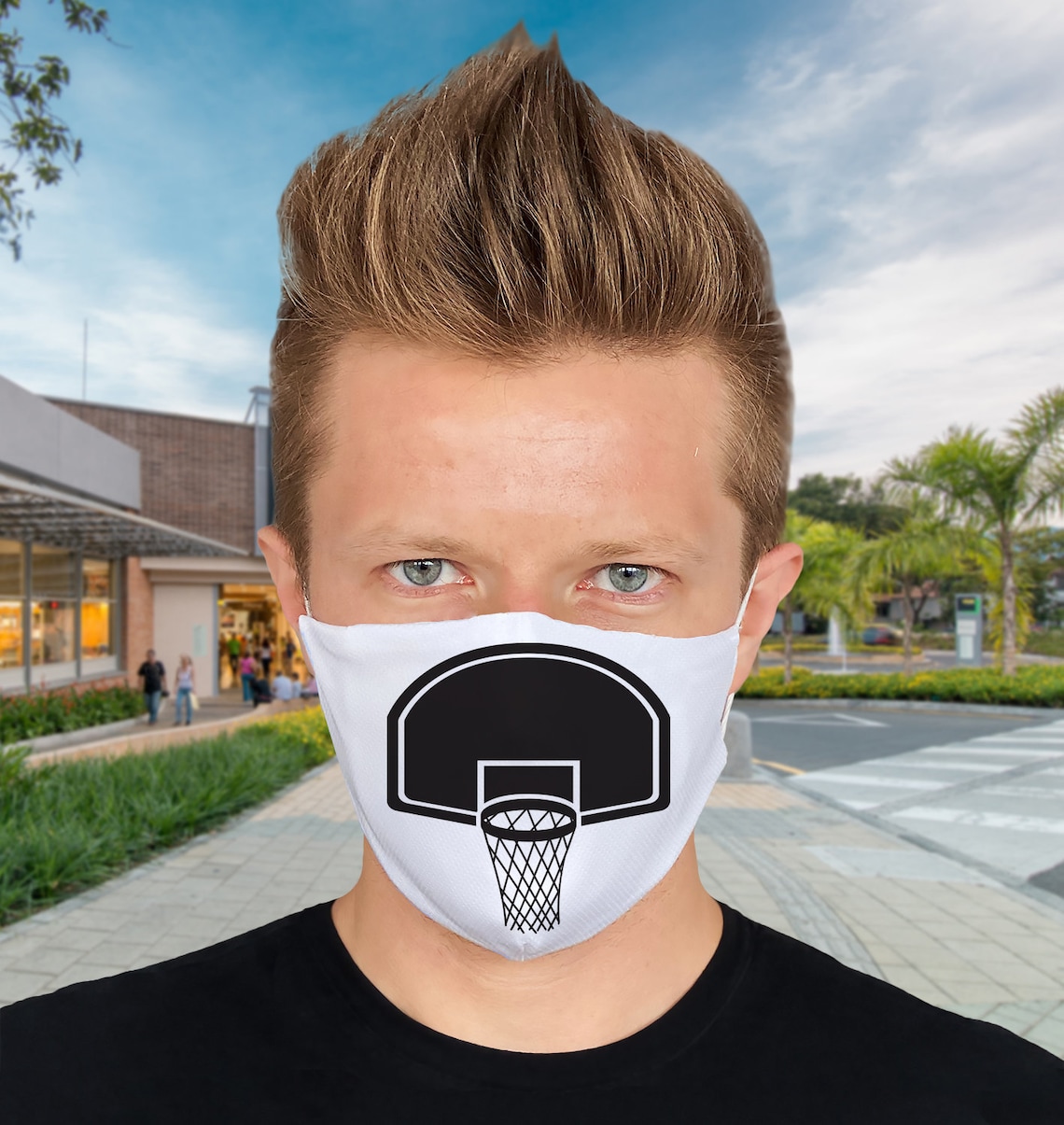 Printed Face Mask Basketball Throw a Basket Jump With Filter Etsy