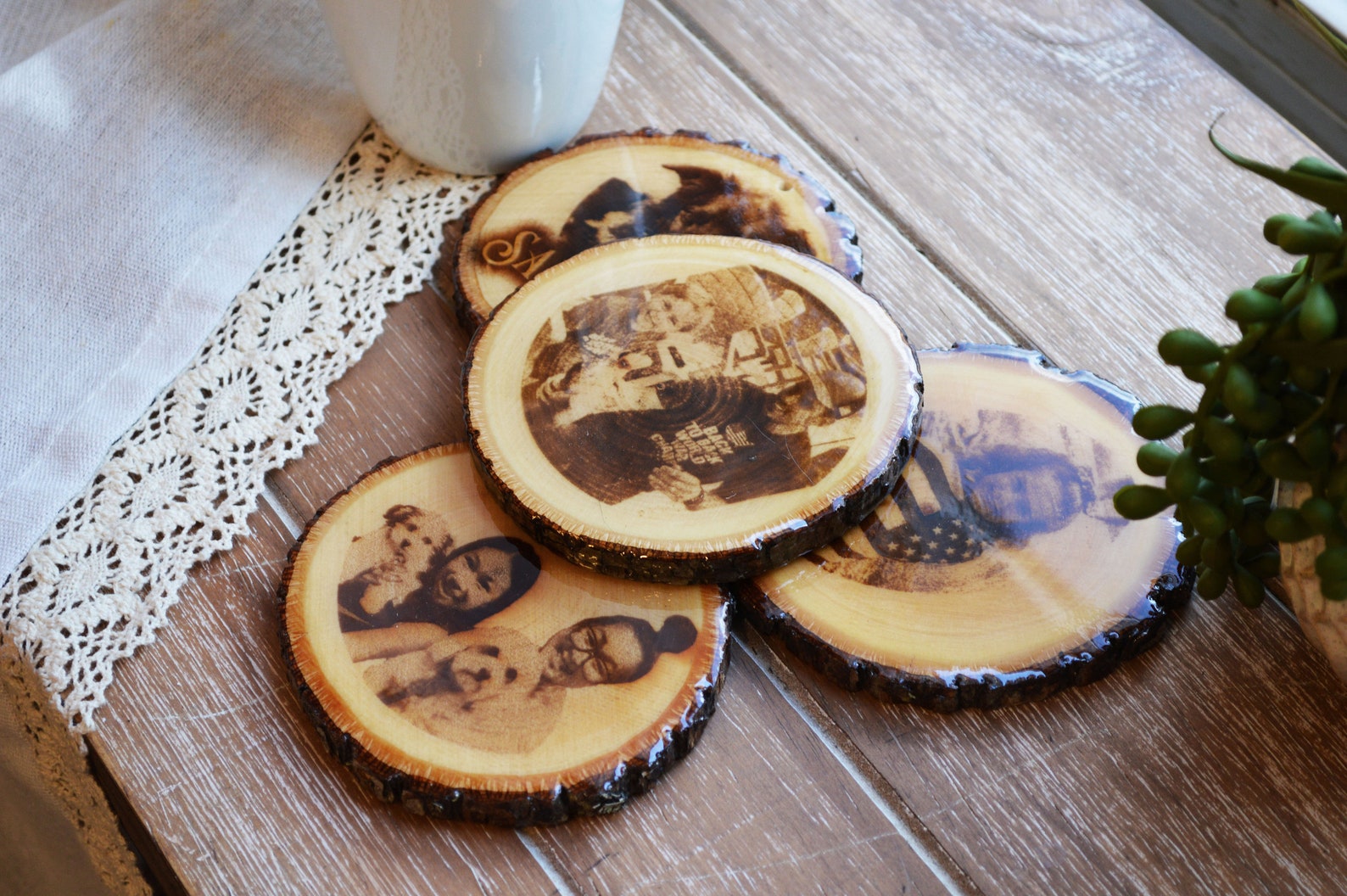 Custom Photo Engraved Coaster Set of 4 Etsy