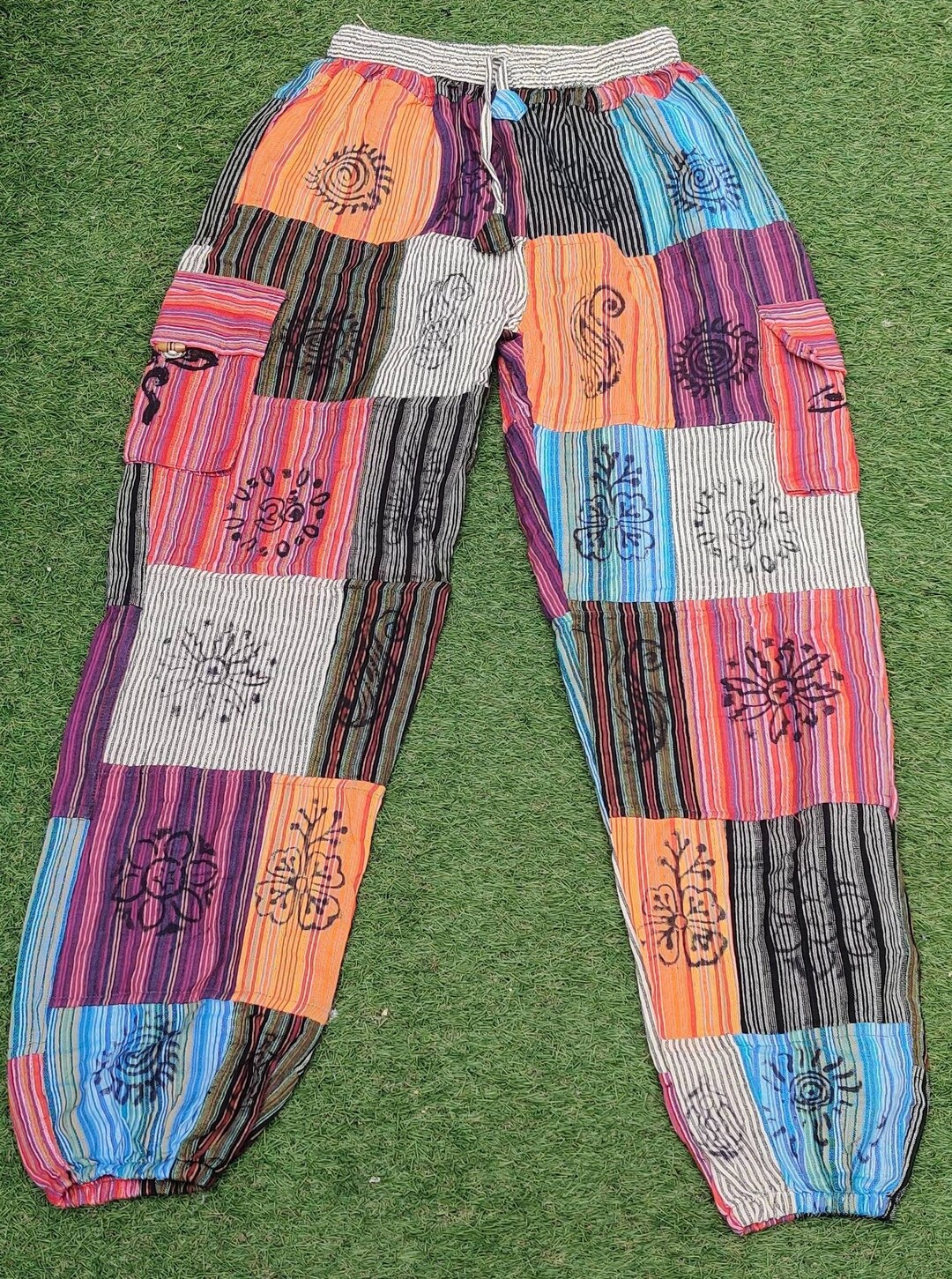 Top Patchwork 100% Coton Fait Main Népal - Taille L - Couleurs Multicolores, Style Bohème Hippie