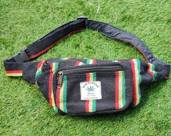 Natural Hemp & Cotton plain black rastafari themed trendy bumbag funky cintura cinturón muy trendy vegan fannypack.