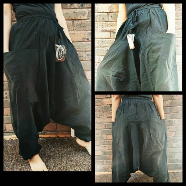 Nepalese funky comfortable Hippy black  Durable Cotton Trouser Pants . Ideal wear for both mens and womens.