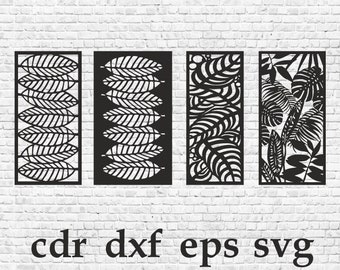 パネルセット 1. 葉。ベクターファイル cdr、dxf、eps、svg
