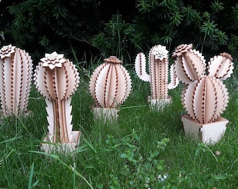 5 wooden cactus for 3mm material. Vector files cdr, dxf, eps, svg