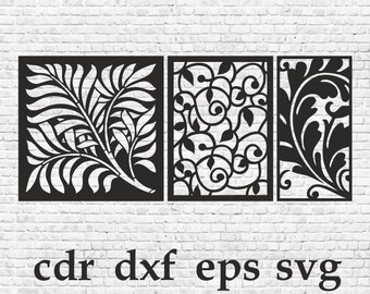 パネルセット 10. 葉。ベクターファイル cdr、dxf、eps、svg