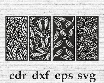 パネルセット 7. 葉。ベクターファイル cdr、dxf、eps、svg