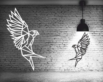Polygon wall art P9. Geometric flying Bird. Parrot. Vector cdr, eps, dxf, svg, pdf