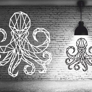 Polygon wall art P3. Geometric Octopus. Vector cdr, eps, dxf, svg, pdf