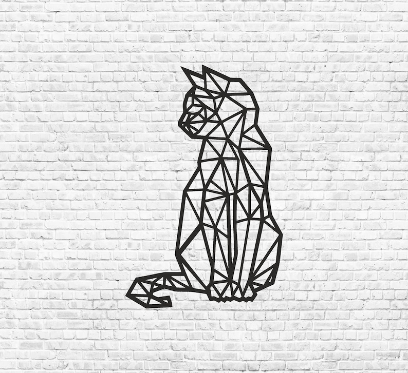 Katt 1. Polygonväggdekoration. Geometrisk katt. Vektor cdr, eps, dxf, svg, pdf, ai, dwg bild 1
