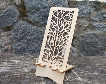 Phone Stand. Mobile holder. Design 8. Drawing for 3 mm material