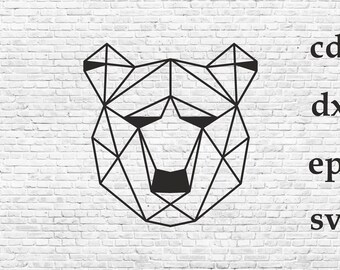 Polygon wall art P17. Geometric Bear. Vector cdr, eps, dxf, svg