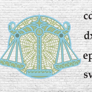 Libra. 4 layers Zodiac. Wall art. Mandala. Layer. cdr, dxf, eps, svg.
