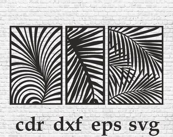 パネルセット 5. 葉。ベクターファイル cdr、dxf、eps、svg