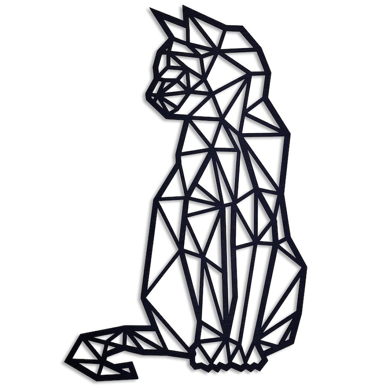 Katt 1. Polygonväggdekoration. Geometrisk katt. Vektor cdr, eps, dxf, svg, pdf, ai, dwg bild 2