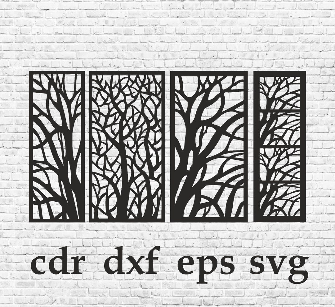 Panel Set 14. Trees. Vector Files Cdr, Dxf, Eps, Svg - Etsy