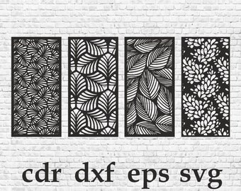 パネルセット 4. 葉。ベクターファイル cdr、dxf、eps、svg