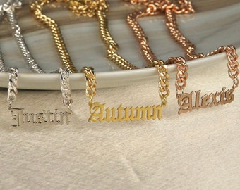 18K Gold Name Necklace, Personalized Name Necklace, Script Name Necklace, Personalized Name Plate / Custom Name Plate / Name Necklace