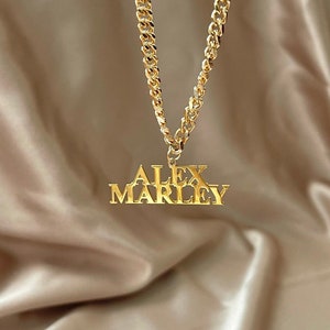 14k custom name necklace, gold name necklace, custom personalized necklace, curb chain name necklace, for men , for women unisex necklace