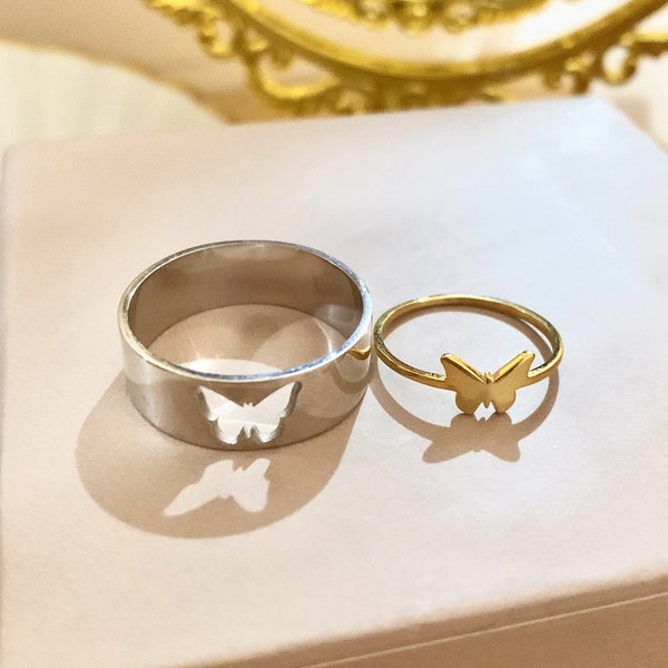 Couple Rings Butterfly Matching Ring For Women Men Promise Ring For Lovers Matching Couple Rings Band Butterfly Rings