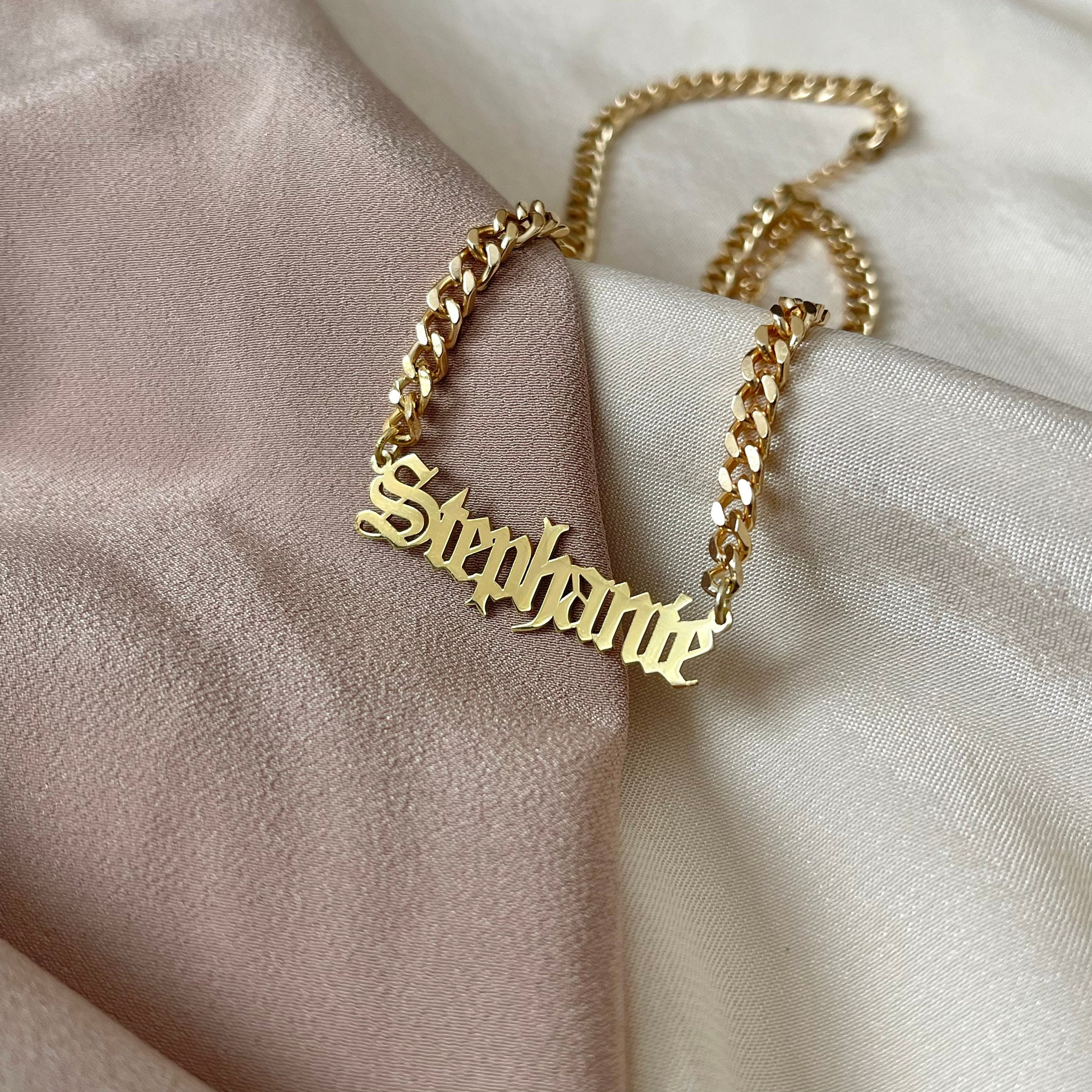 14K Gold Name Necklace, Cuban Chain Necklace, Personalized Necklace, Name  Plate Necklace With Curb Chain, Necklace for Men for Women - Etsy