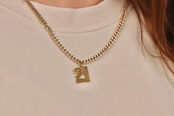 Number Necklace / Gold Number Pendant 