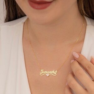 14K Gold Personalized Name Necklace with Birthstone , Birtstone name necklace, Custom Name Necklace, Children Name Necklace, Name Necklace image 4