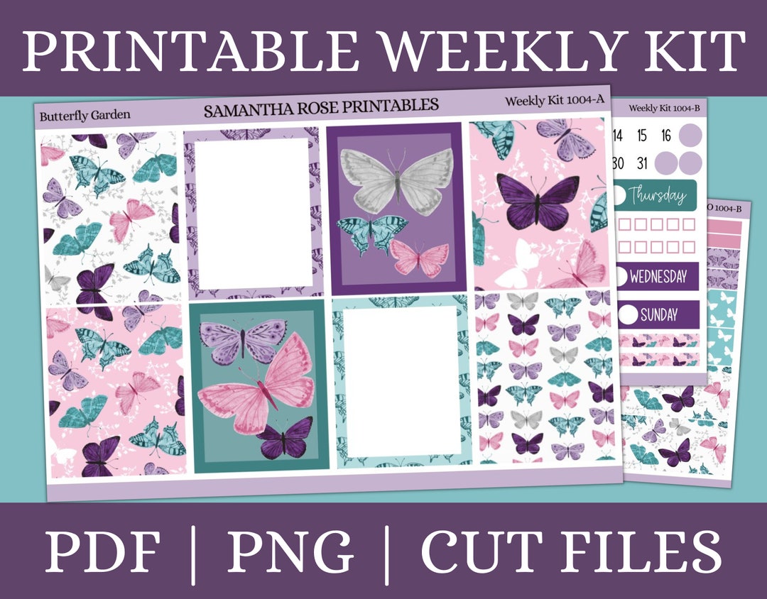 Butterfly Garden Printable Weekly Kit Spring Printable Vertical Planner ...