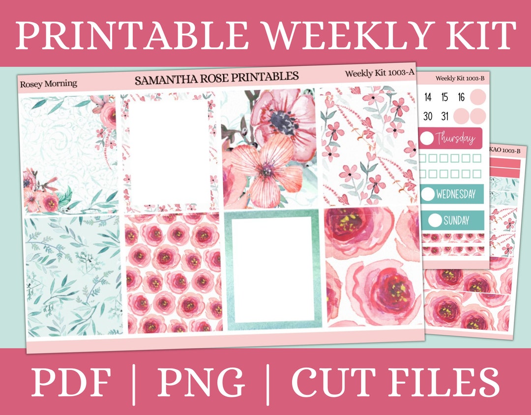 Rosey Morning Printable Weekly Kit Floral Printable Vertical Planner ...