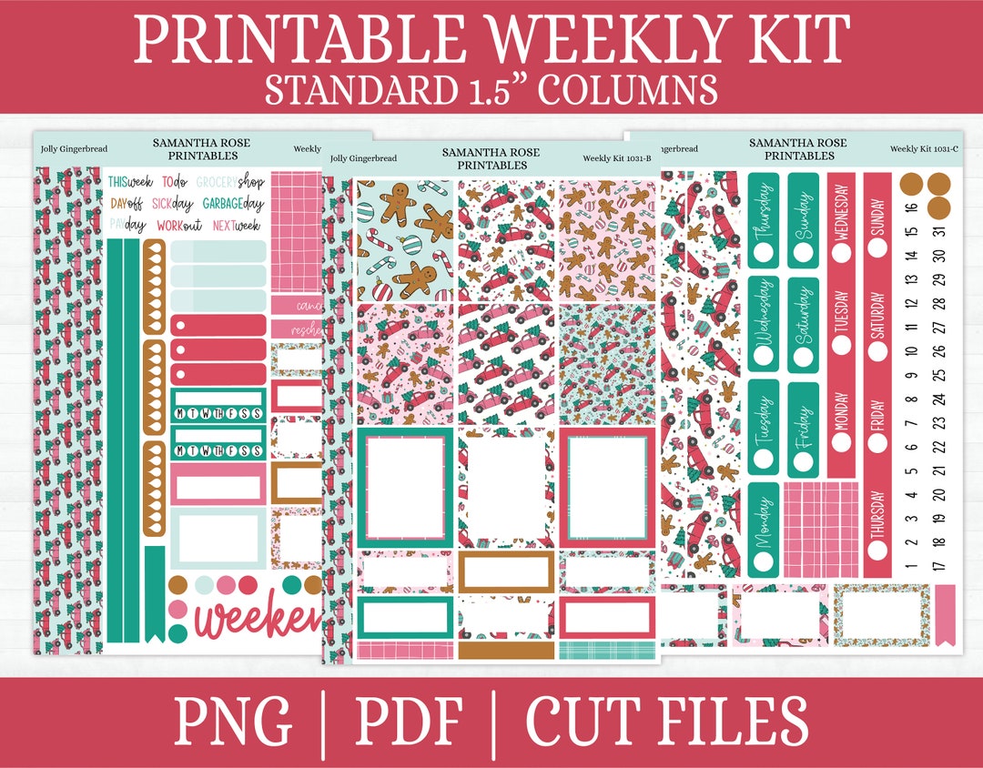 Jolly Gingerbread Printable Weekly Kit Christmas Printable Vertical ...