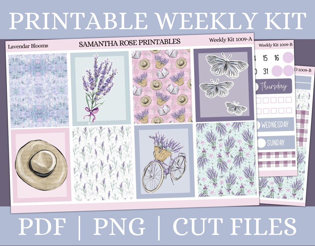 Lavender Blooms Printable Weekly Kit Spring Floral Printable Vertical ...