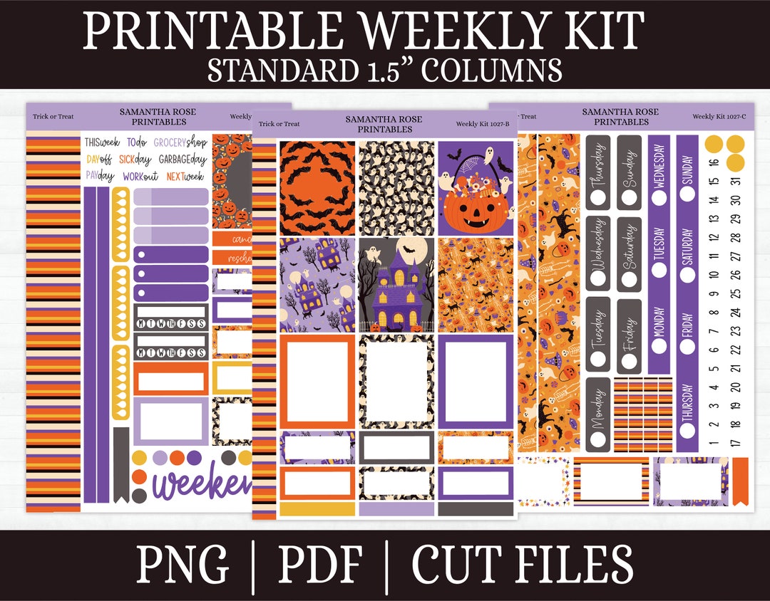 Trick or Treat Printable Weekly Kit Fall Halloween Printable Vertical ...