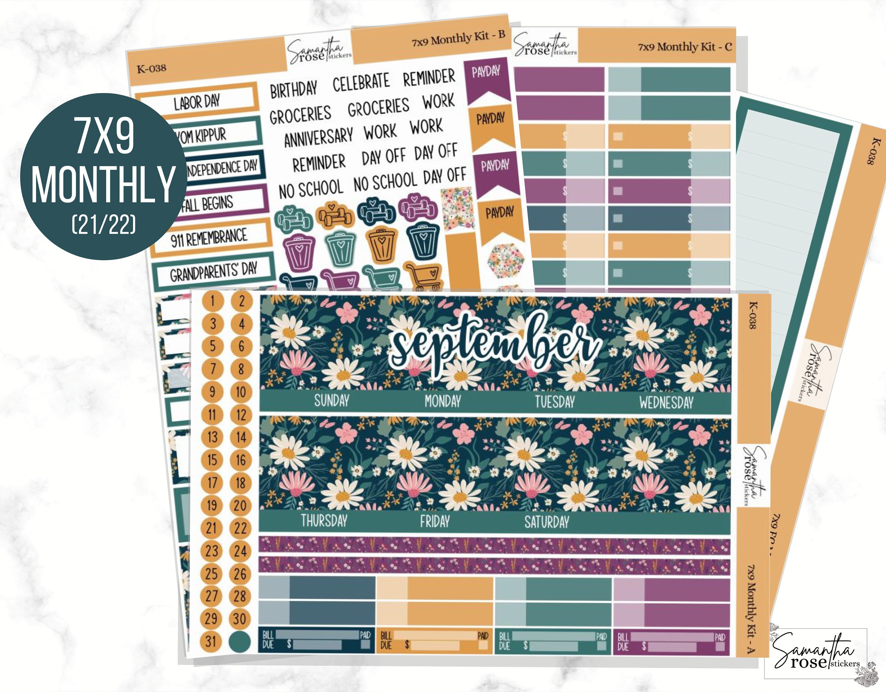 K-038 September Monthly Planner Kit | 7x9 Planner | Fall Monthly Kit …