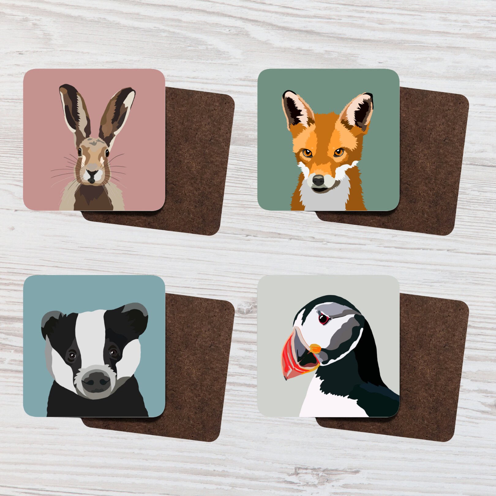 Woodland Animal Coaster Set Coasters Animal Coaster Set Etsy UK