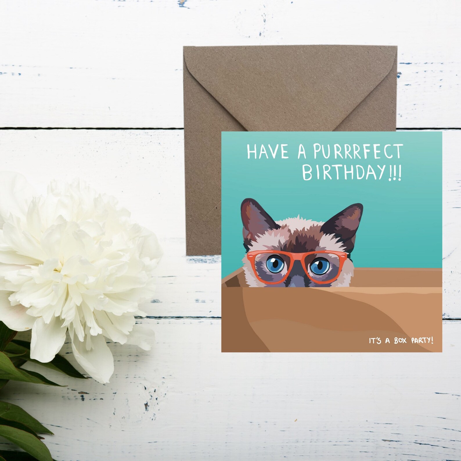 Siamese Cat Happy Birthday Card Purrfect Birthday Card - Etsy