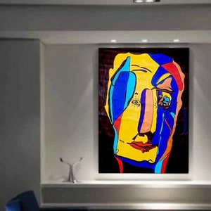THE WEATHERMAN - ORIGINAL acrylic painting - abstract portrait unique gift home decor interior design budget affordable art sale