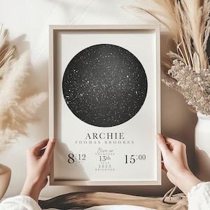 Impresión personalizada de mapa estelar: detalles del nacimiento del bebé, regalo de cielo nocturno