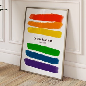 Rainbow Print Custom Pride Print Personalised Valentines Day Gay Pride LGBTQ Print Anniversary Gift Lesbian Art Poster image 1