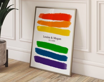 Rainbow Print | Custom Pride Print | Personalised Valentines Day | Gay Pride | LGBTQ Print | Anniversary Gift | Lesbian Art Poster