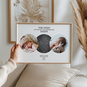 Mapa estelar personalizado para GEMELOS / Día en que naciste / Regalo para papá y mamá / Cielo nocturno / Día en que te convertiste en mi papá / Póster / Regalo para él y ella