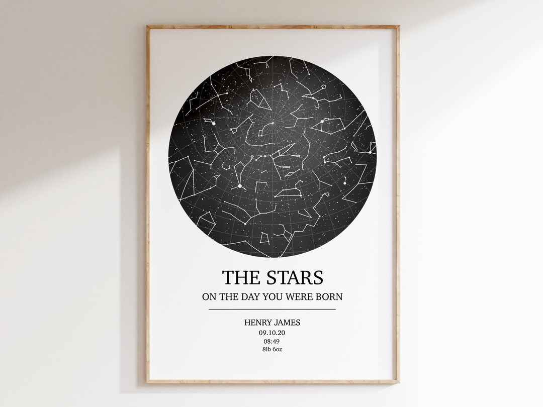 Mothers Day Gift, Day You Were Born Star Map Print Night Sky Birthday ...