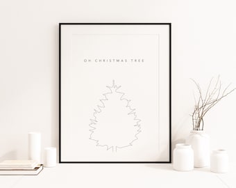 Oh Christmas Tree Print | Christmas | Line Art | Simplistic Poster | Winter | Framed Print | Gift For Her | Gift For Him | Gallery Wall