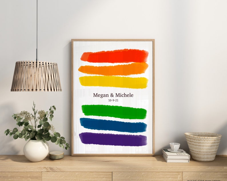 Rainbow Print Custom Pride Print Personalised Valentines Day Gay Pride LGBTQ Print Anniversary Gift Lesbian Art Poster image 8