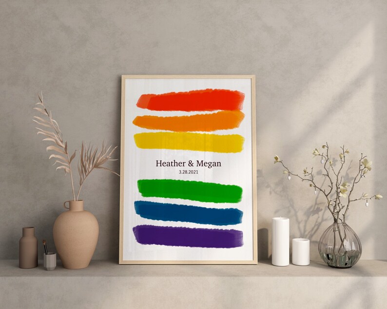 Rainbow Print Custom Pride Print Personalised Valentines Day Gay Pride LGBTQ Print Anniversary Gift Lesbian Art Poster image 2