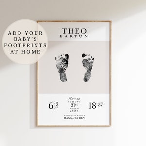 Personalised Baby Gift New Born Foot Print Design Birth Details New Parent Birthday Mum Dad Child Day You Were Born Mothers Fathers Shower